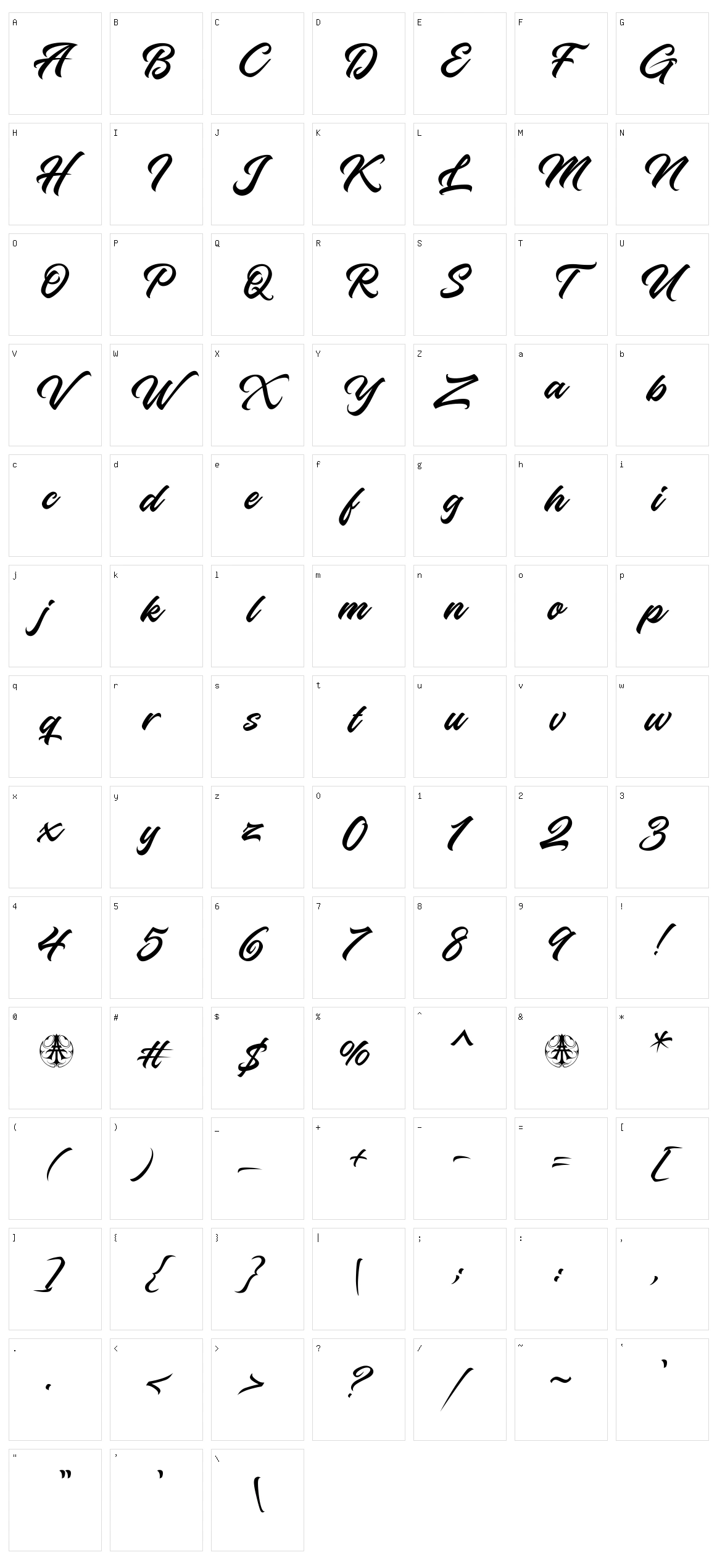 Hanahelia Character Set