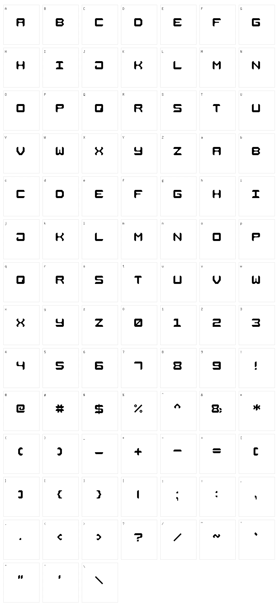 Square Metal-7 Character Set