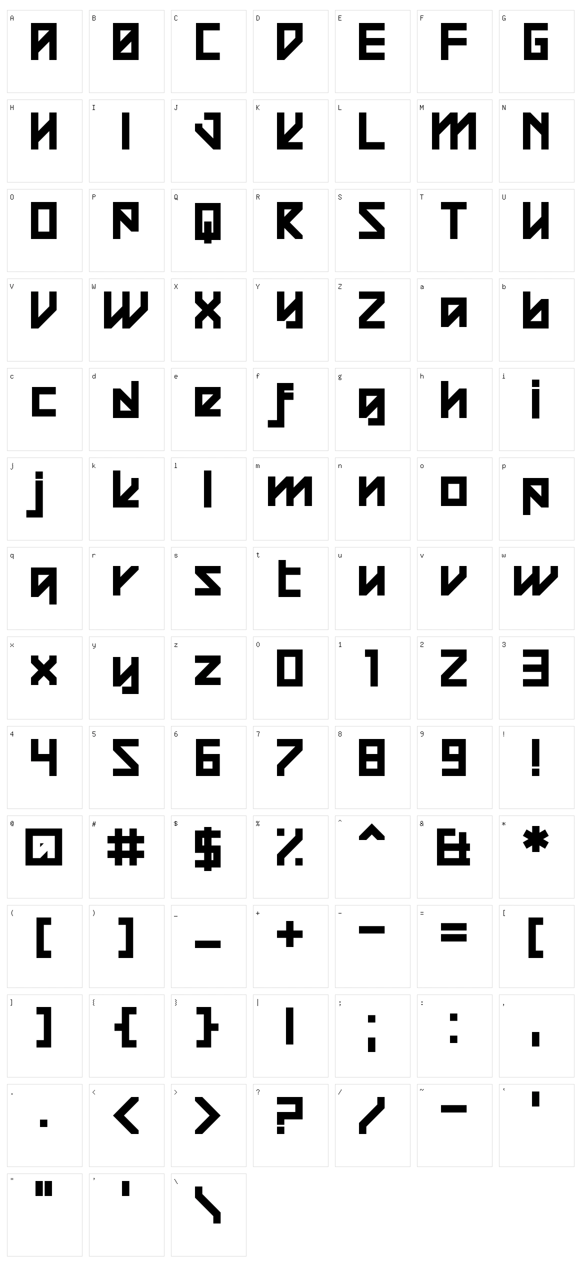 Square Raising Character Set