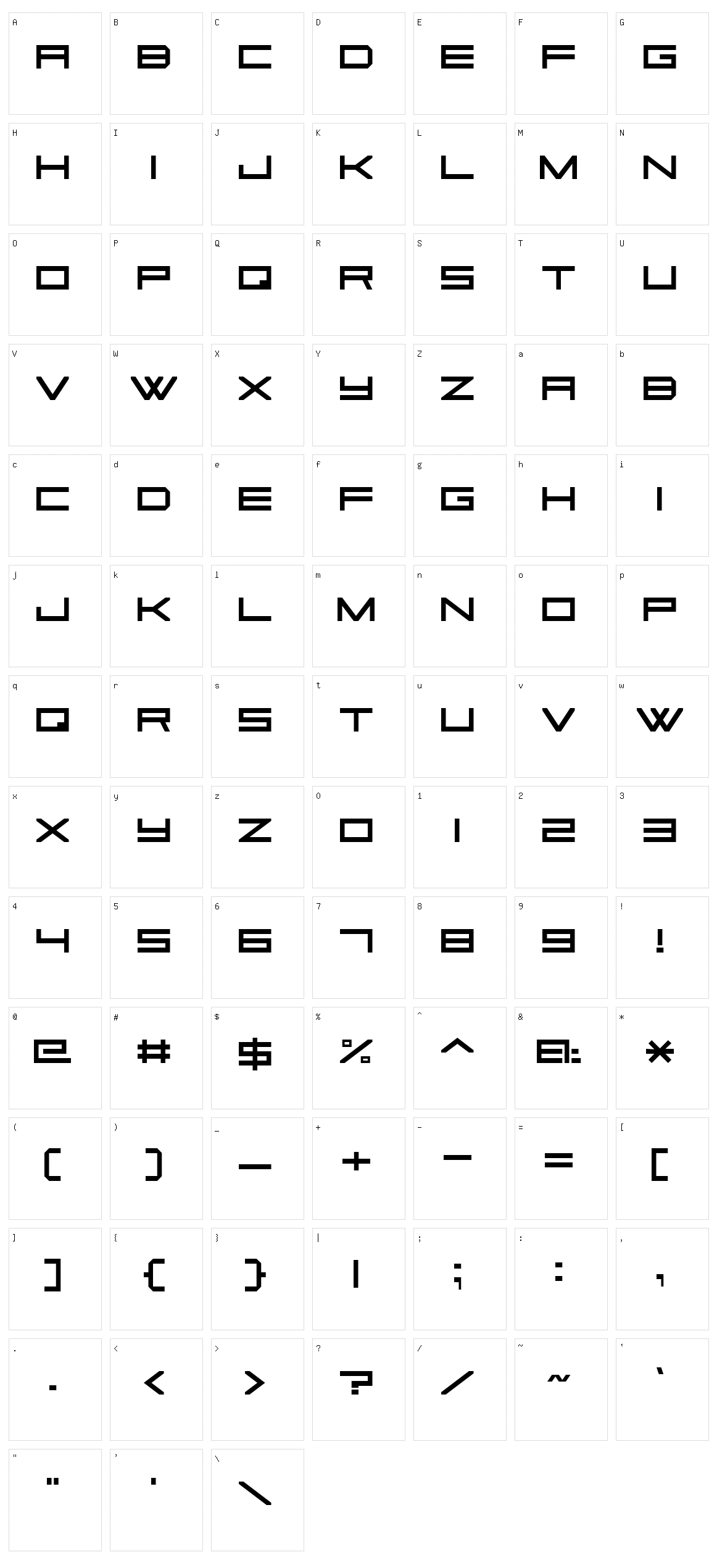 Square Sans Serif 7 Character Set