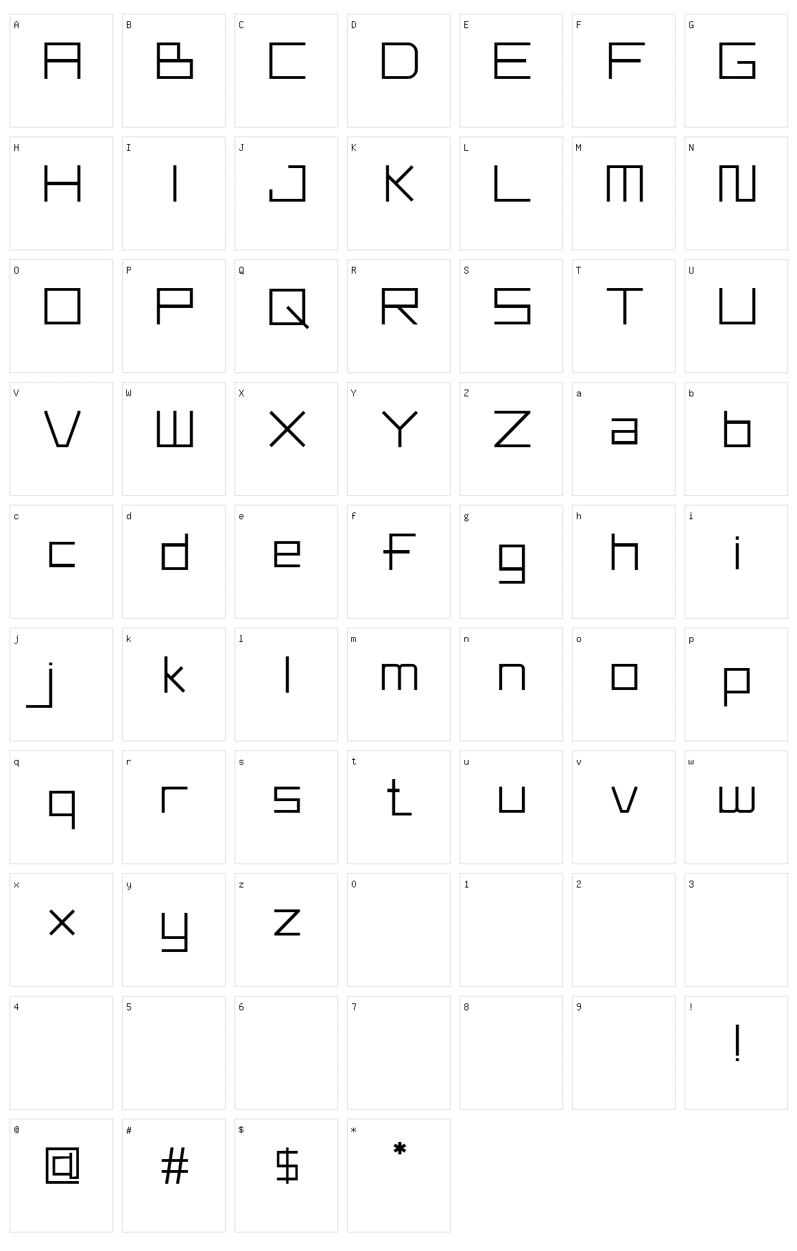 Square Space Character Set