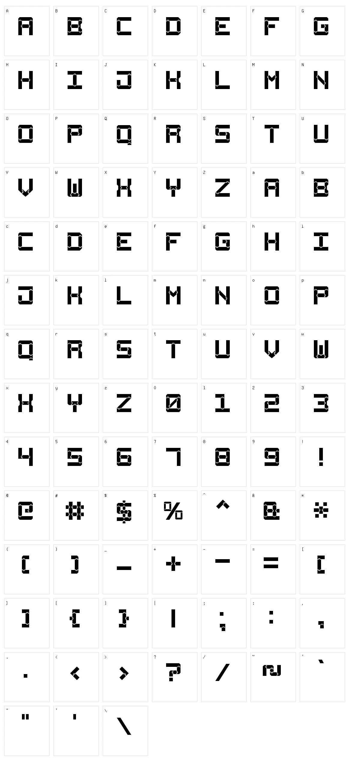 Square Wood-7 Character Set