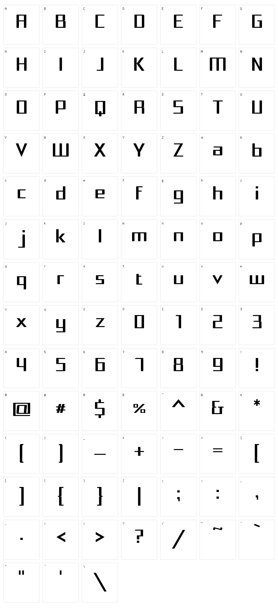 Squarea Character Set