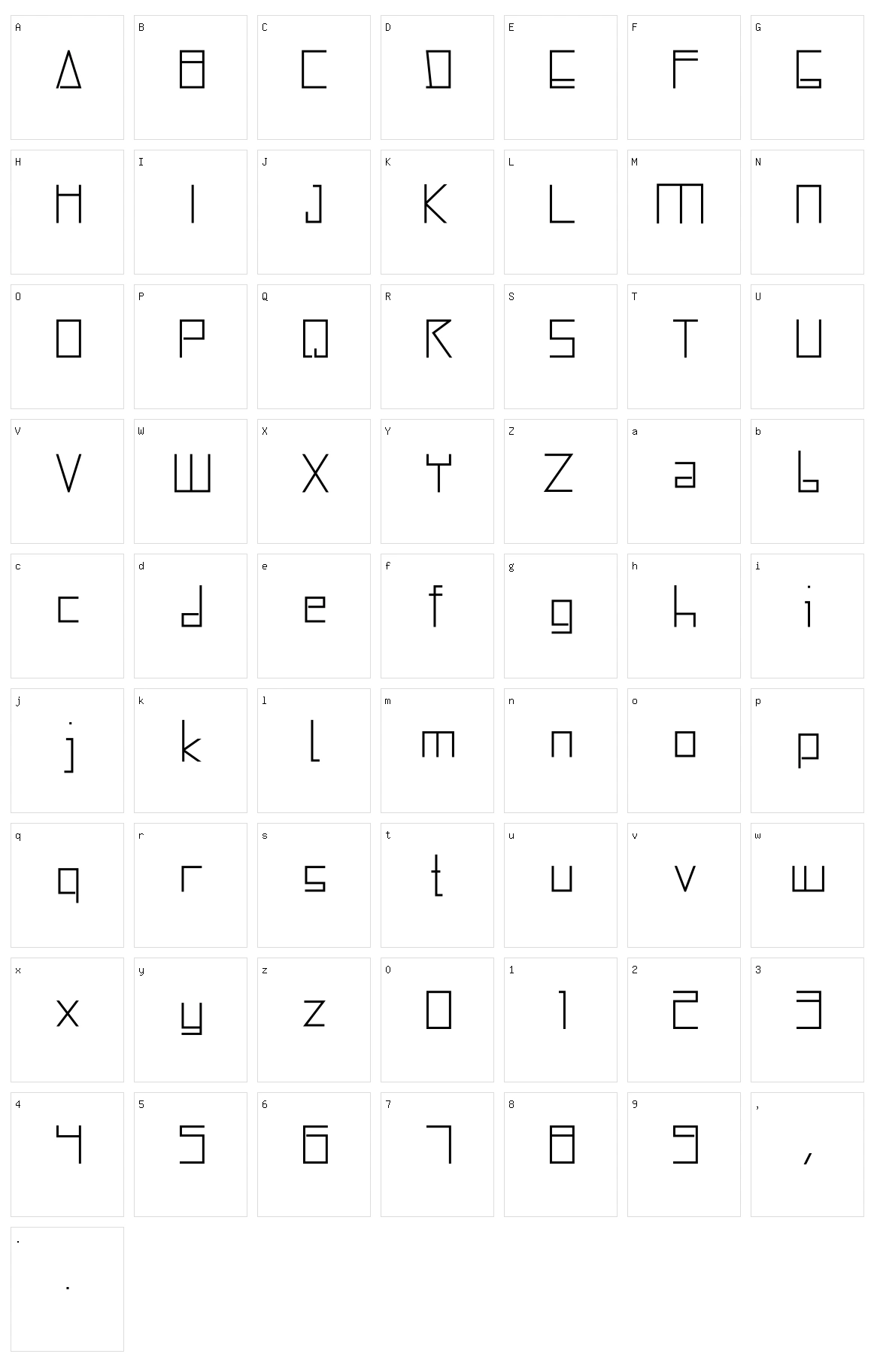 SquareBox Character Set