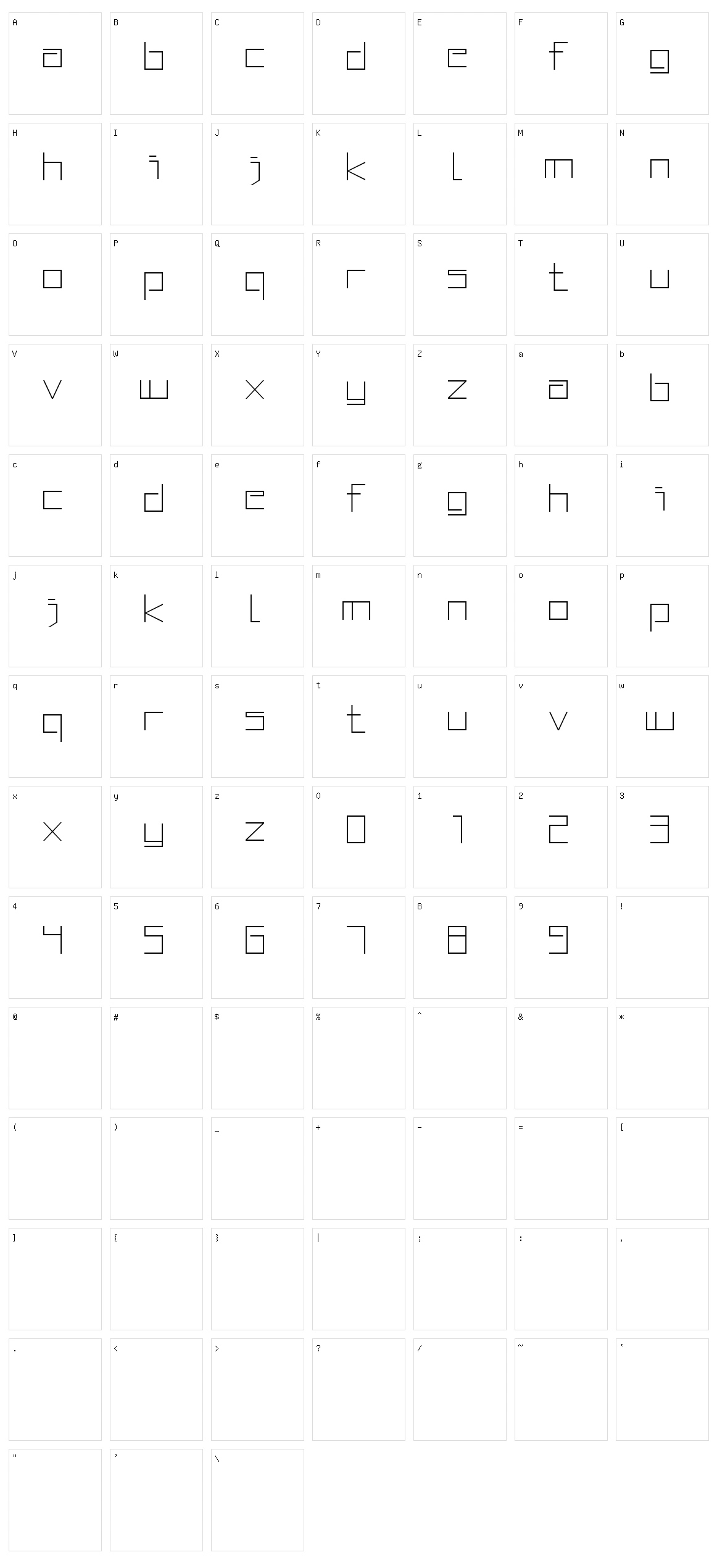 Squared Display Character Set