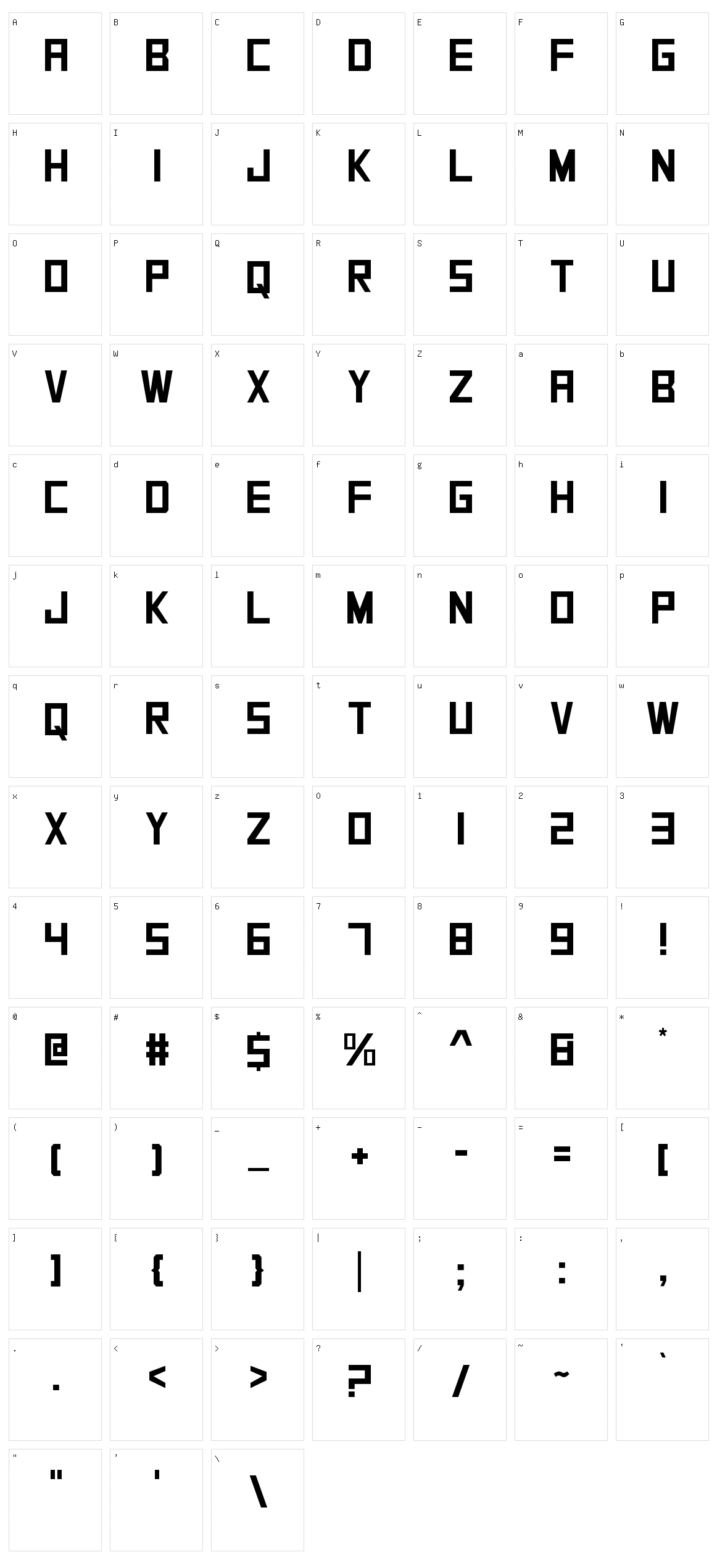 SquareFont Character Set