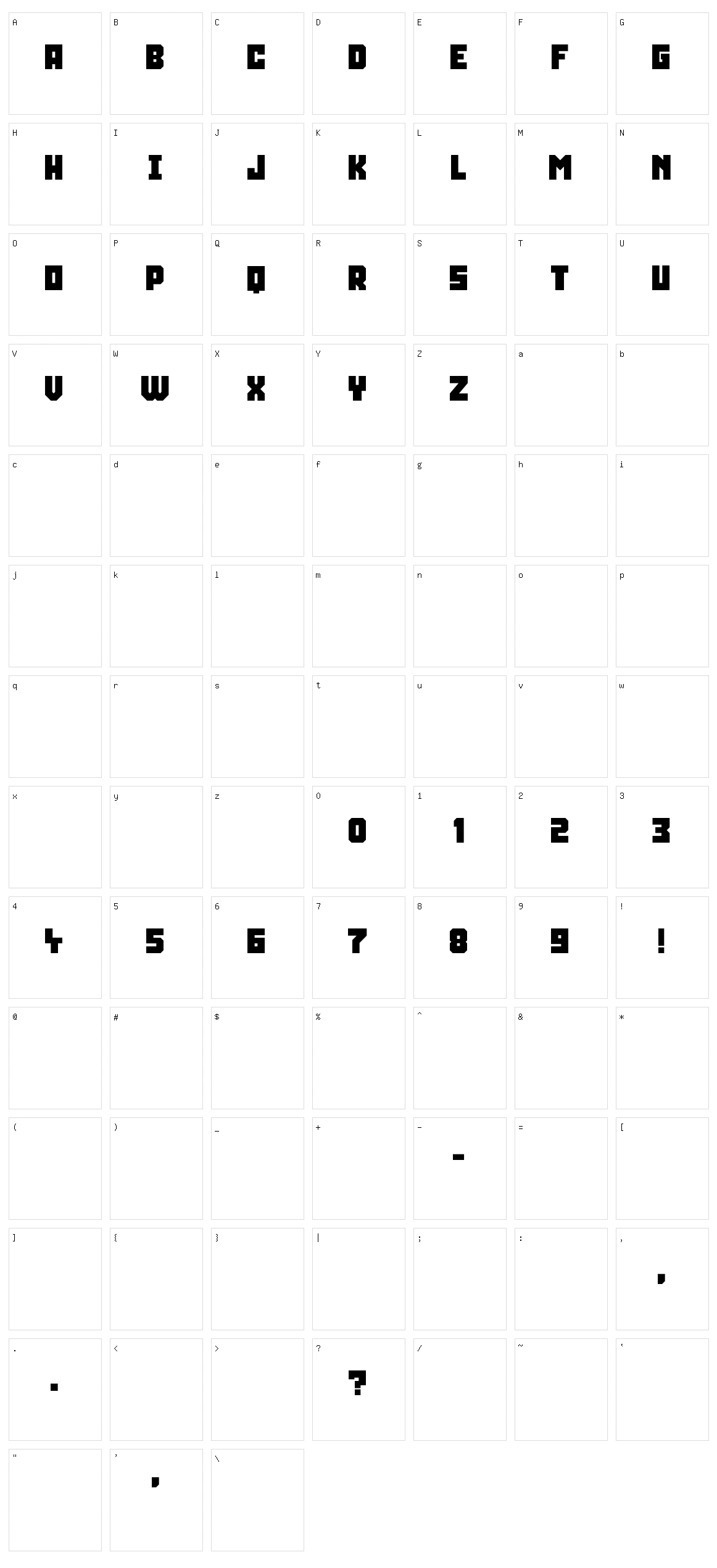 Squarely Character Set