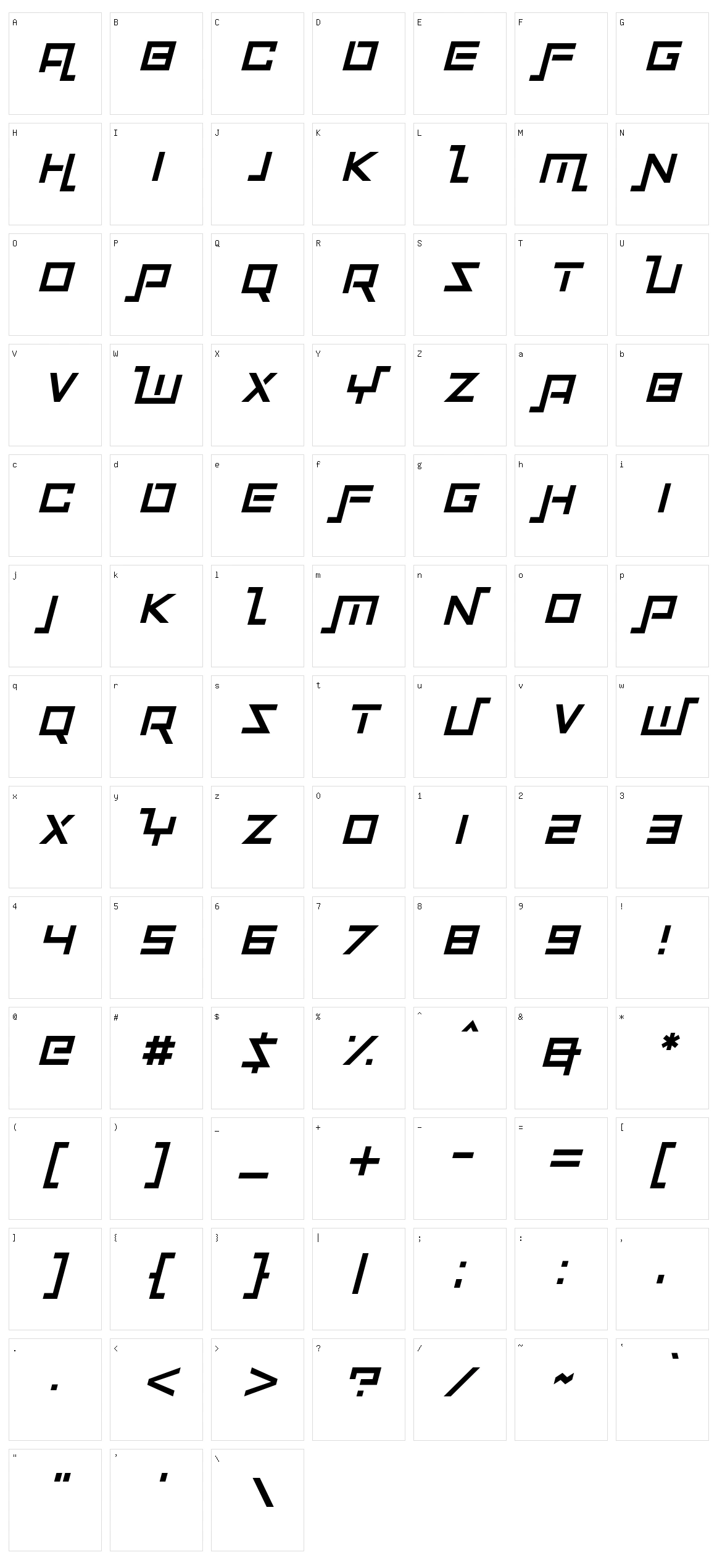 Squaremaze Character Set