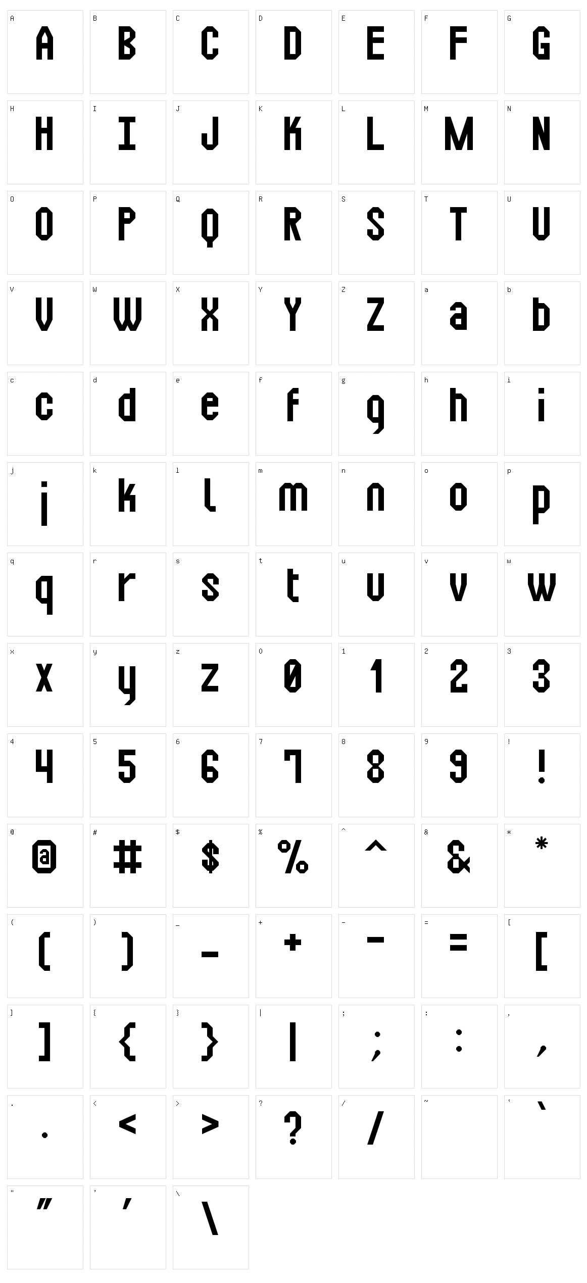 Squarex St Character Set