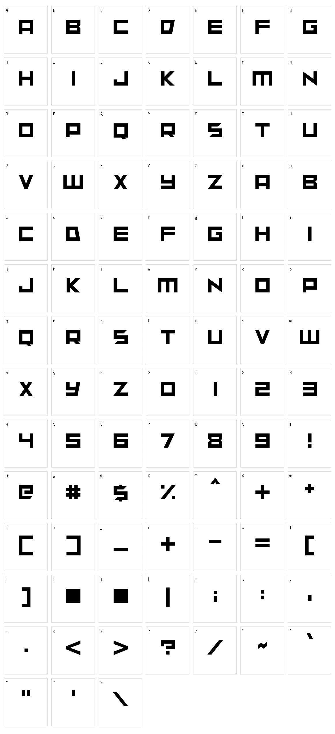 Sunspire Character Set