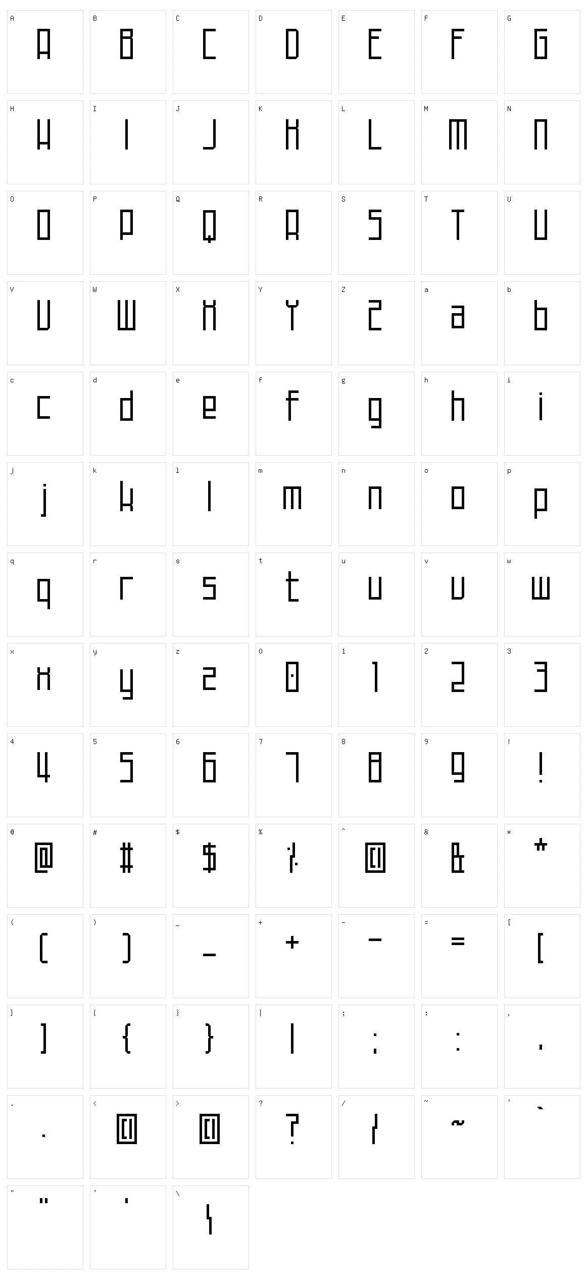 Techno at Dusk Character Set