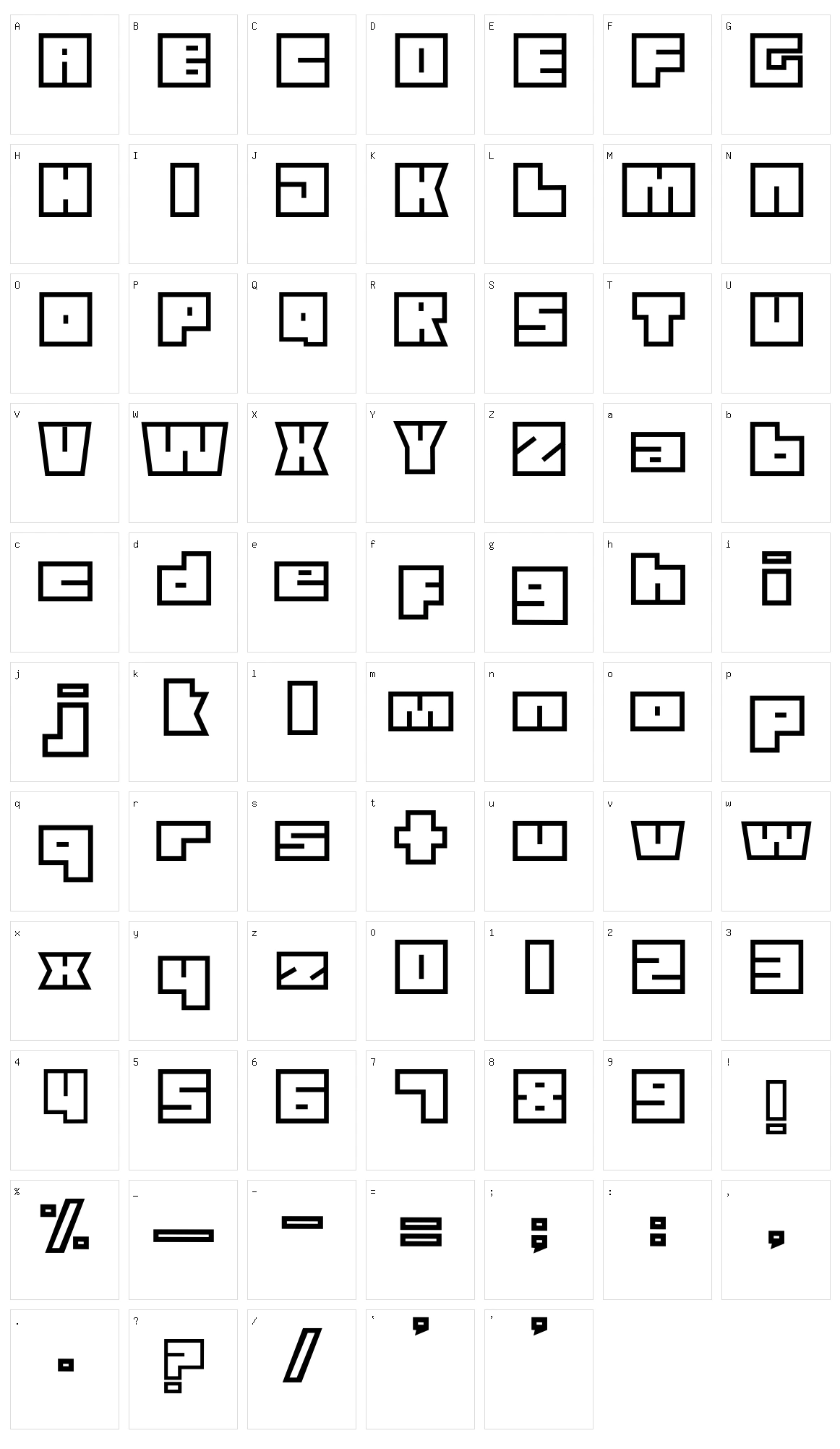 Technolin Character Set