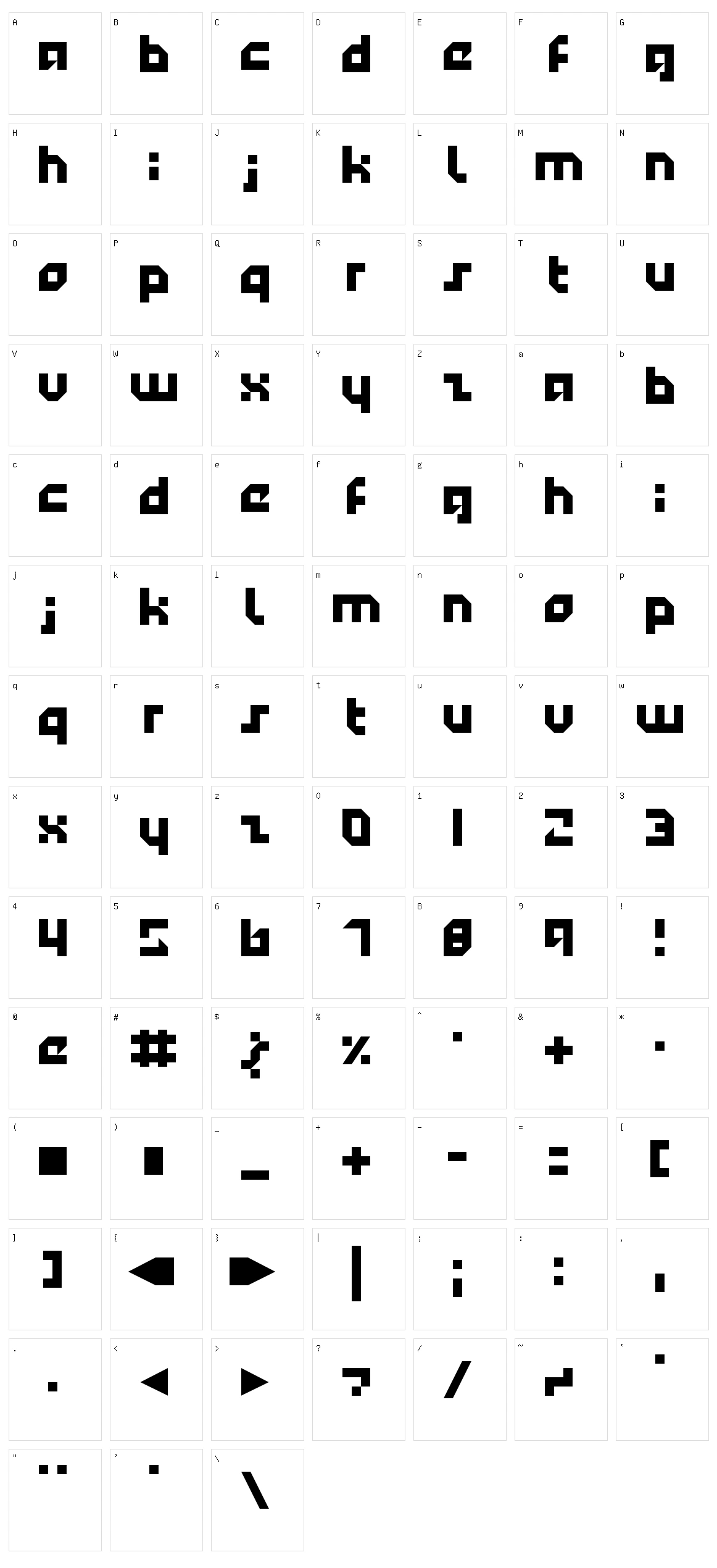 Technotot Character Set