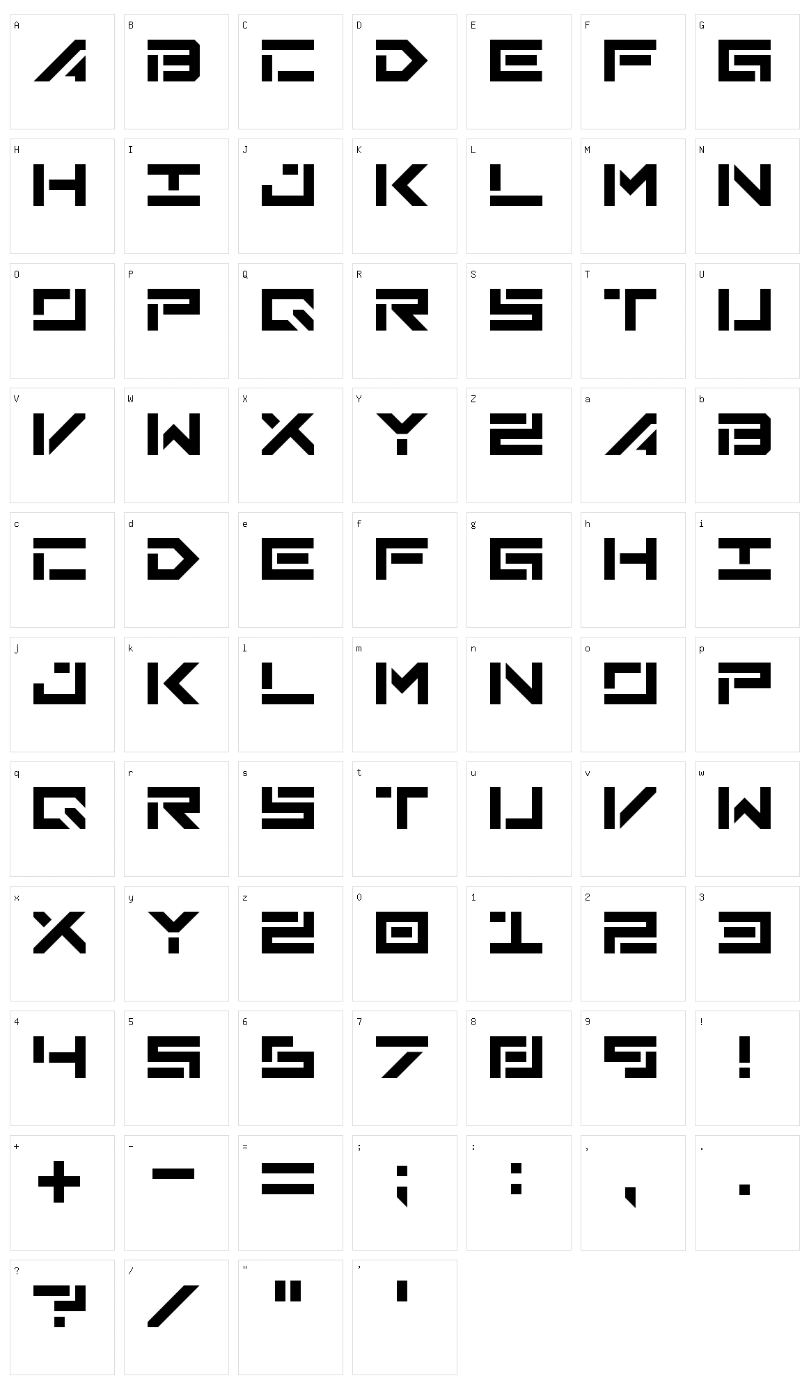 Tenoture Character Set