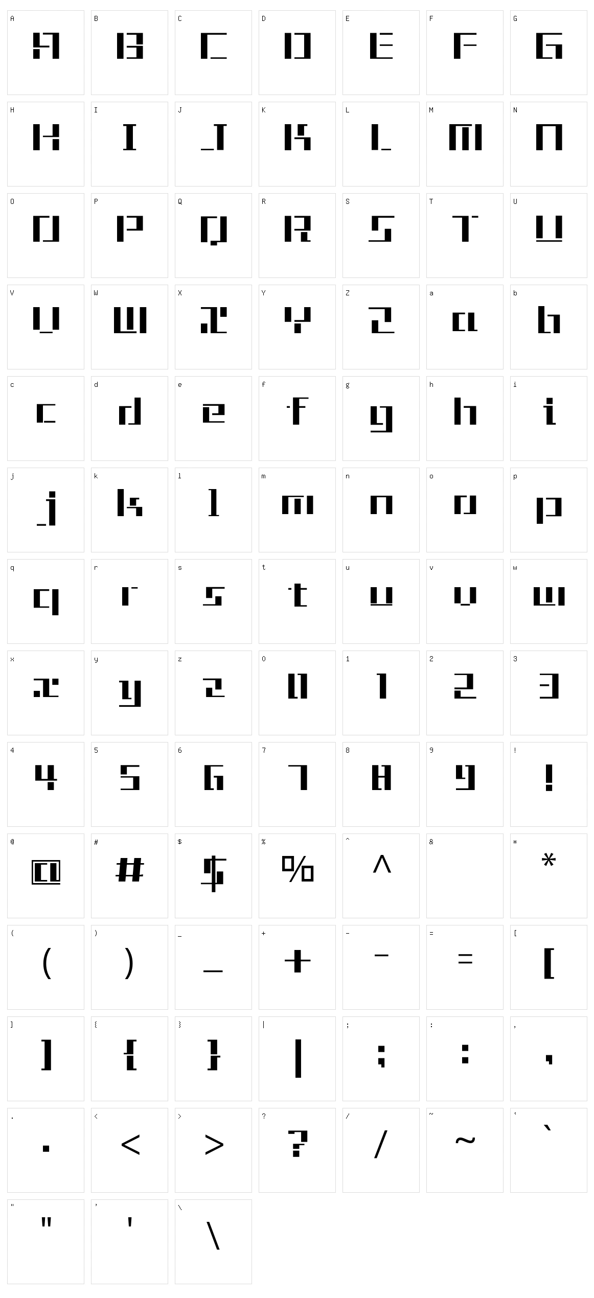 Tetris Character Set