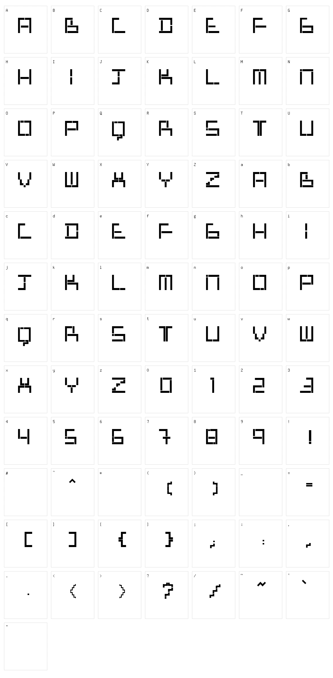 Tetris Mania Type Character Set