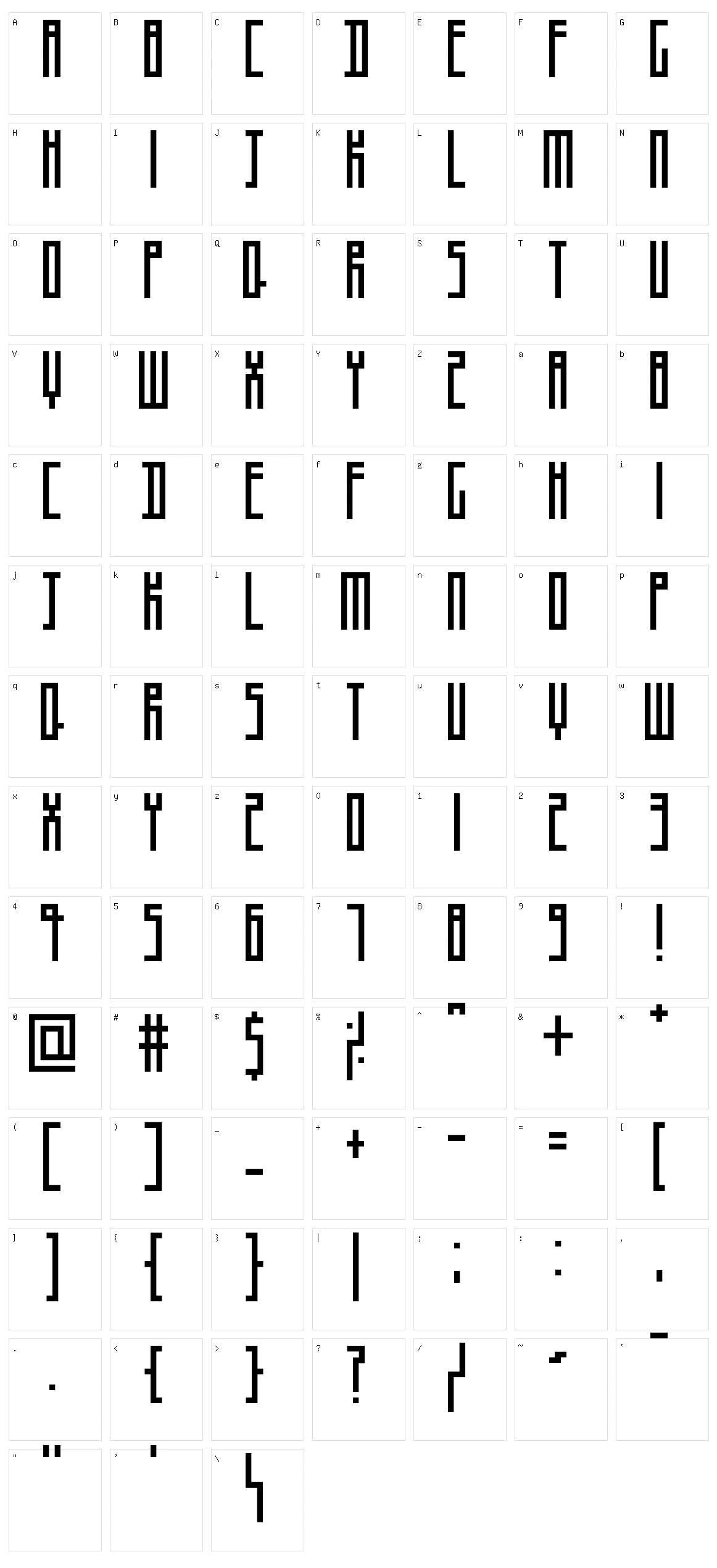 Thinman Character Set