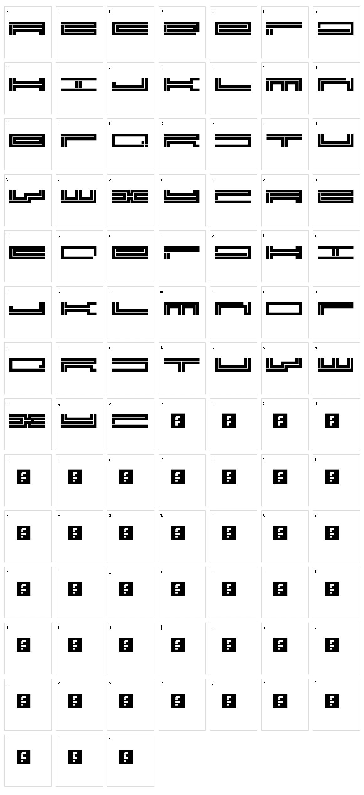 Track Manic Character Set