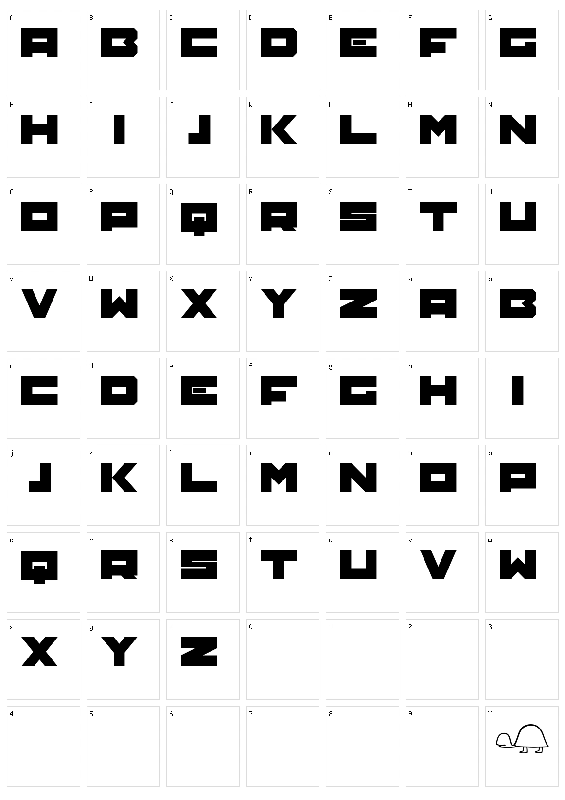 TRTL Character Set