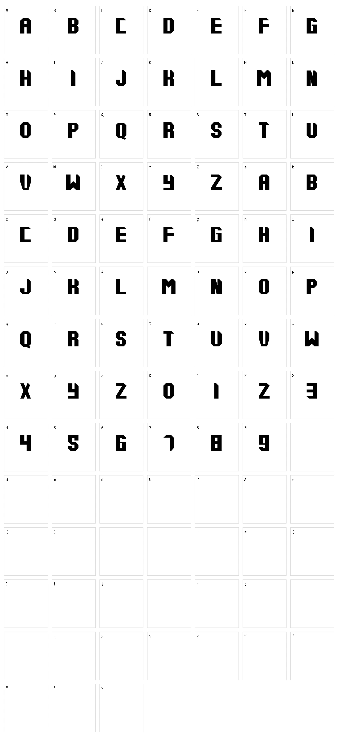 Tups 000 Character Set