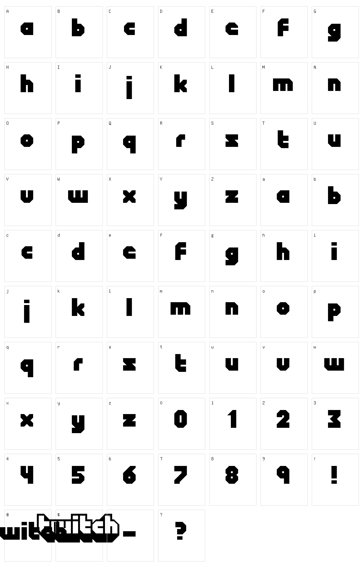 Twitcher Character Set