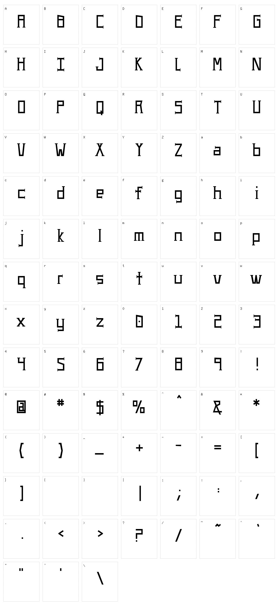 UA Serifed Character Set