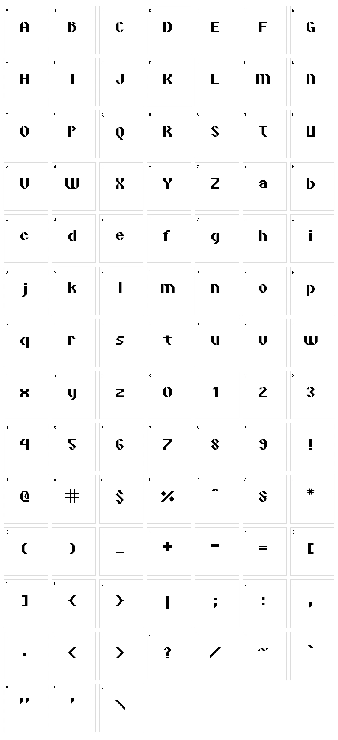 Vipond Angular Character Set