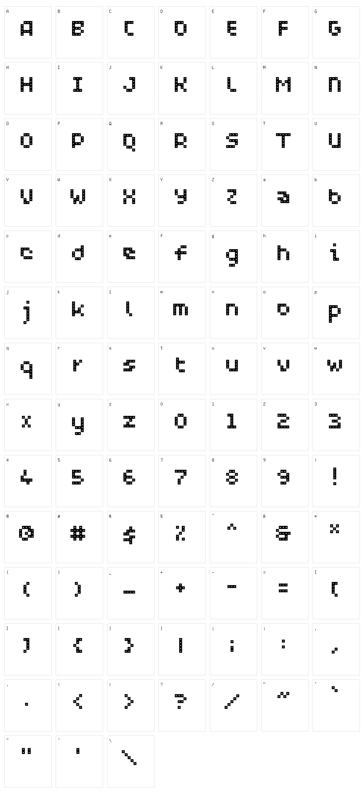 WC Pixhole Bta Character Set