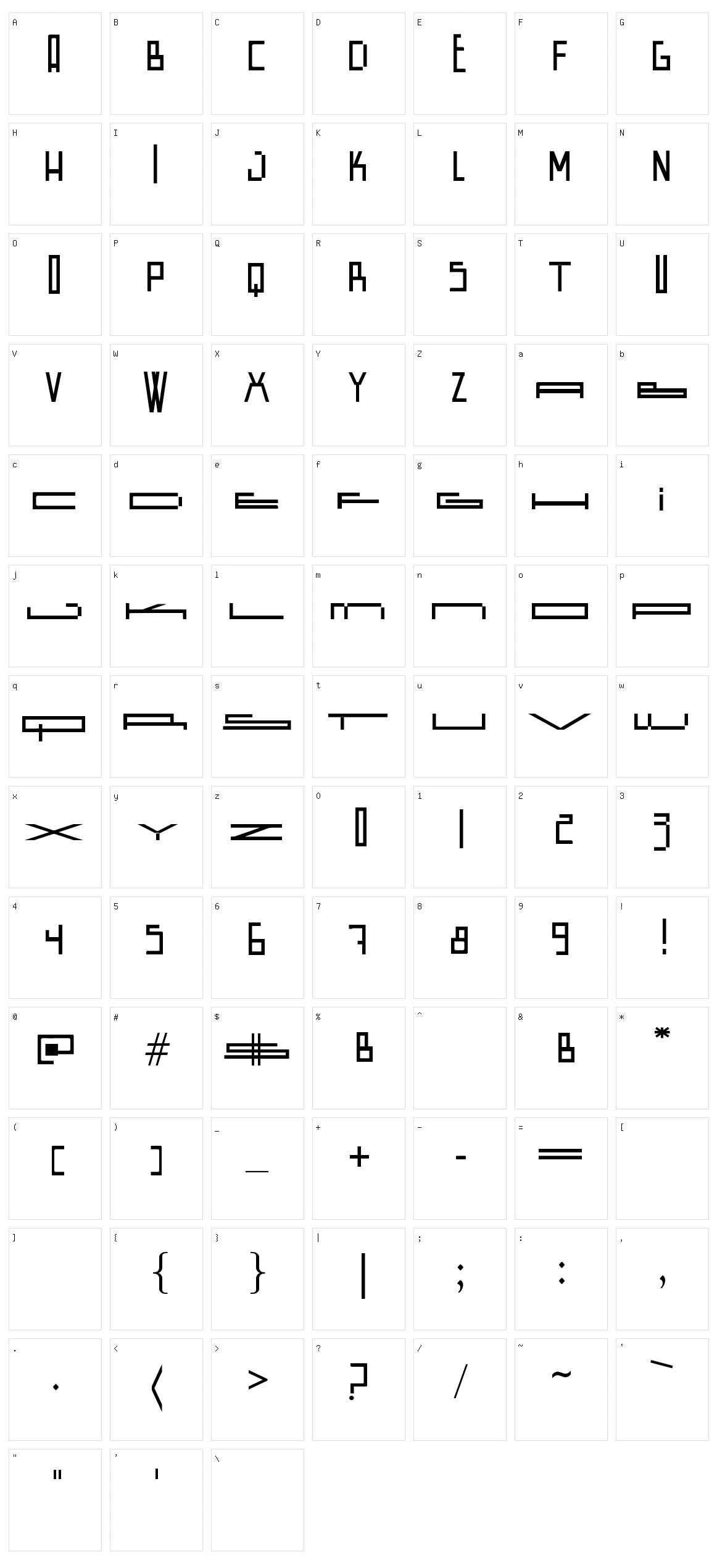 Wide Square Character Set