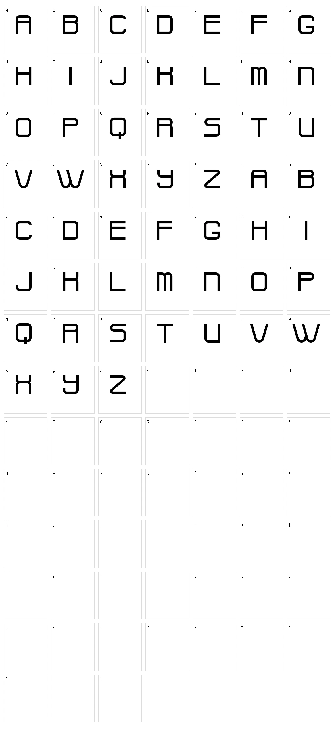 Widges Character Set