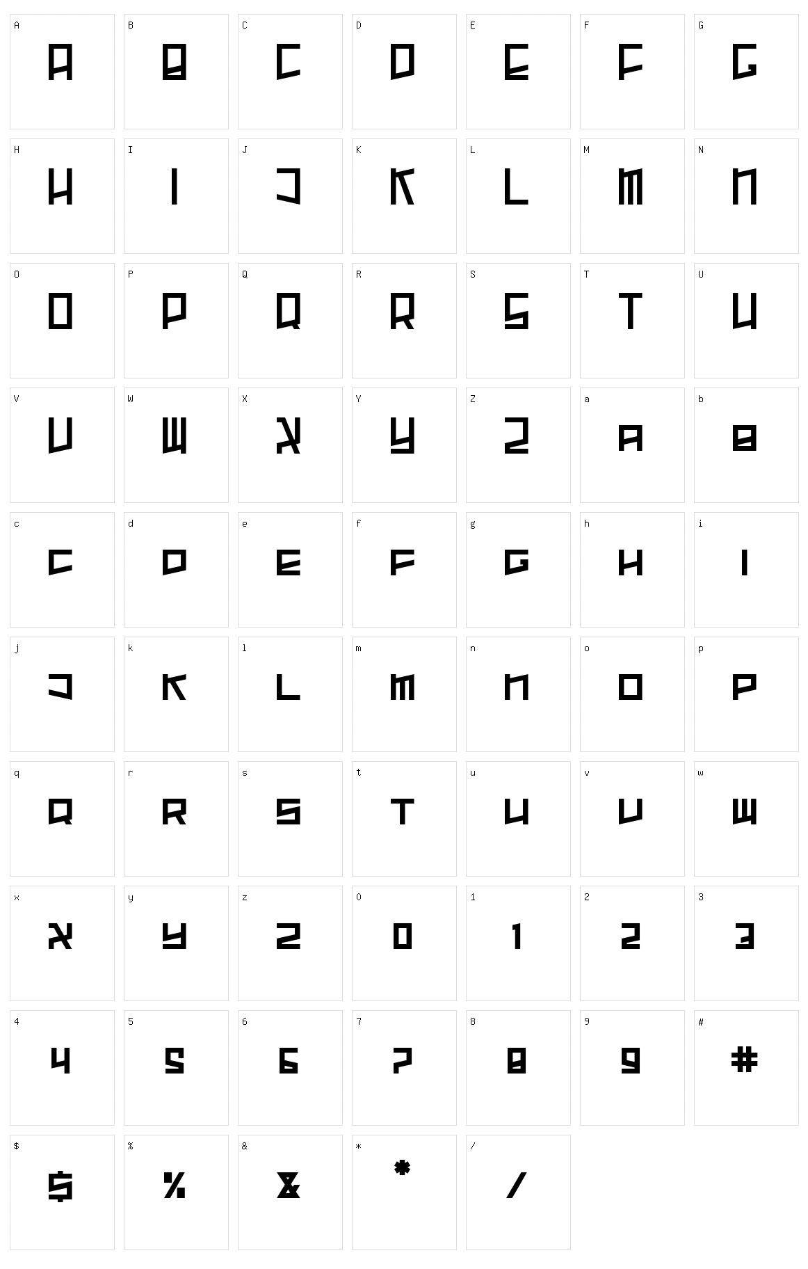 Xander Character Set