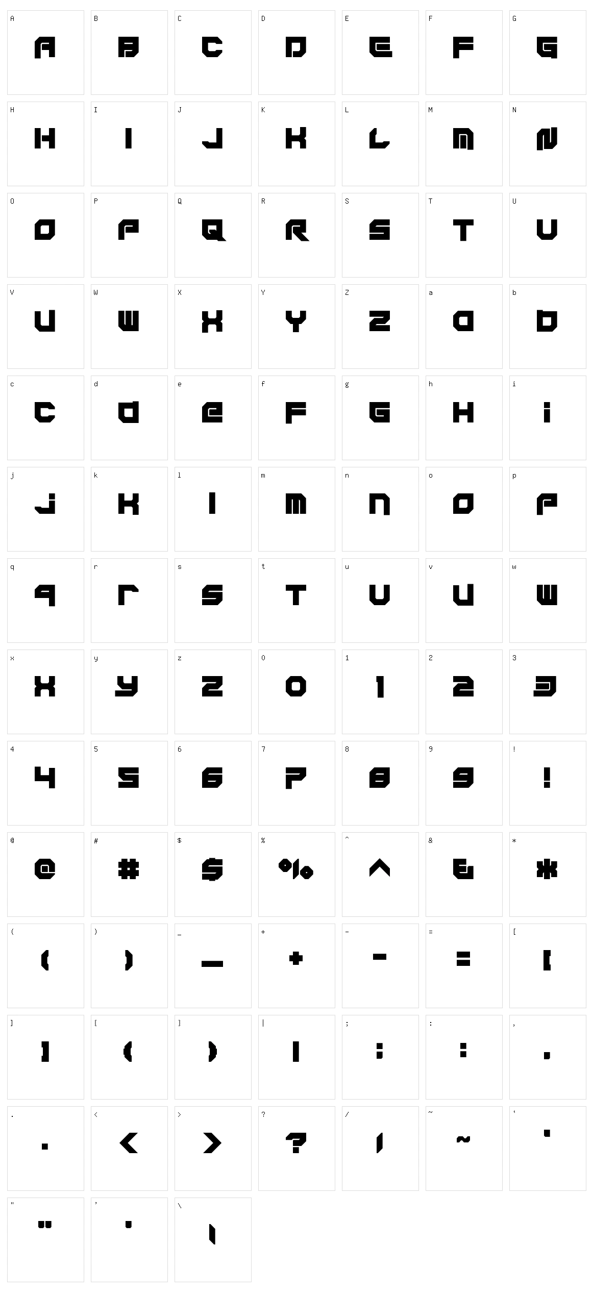 Xodohtro-Nu Character Set
