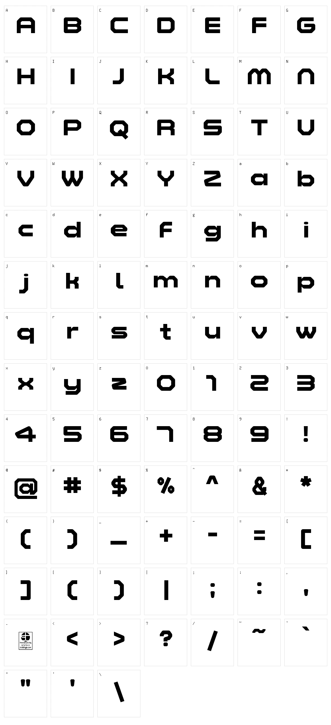 Zelta-Six Character Set