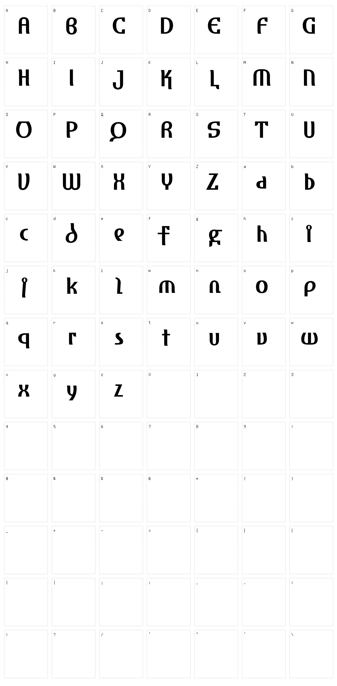 Amhara Character Set