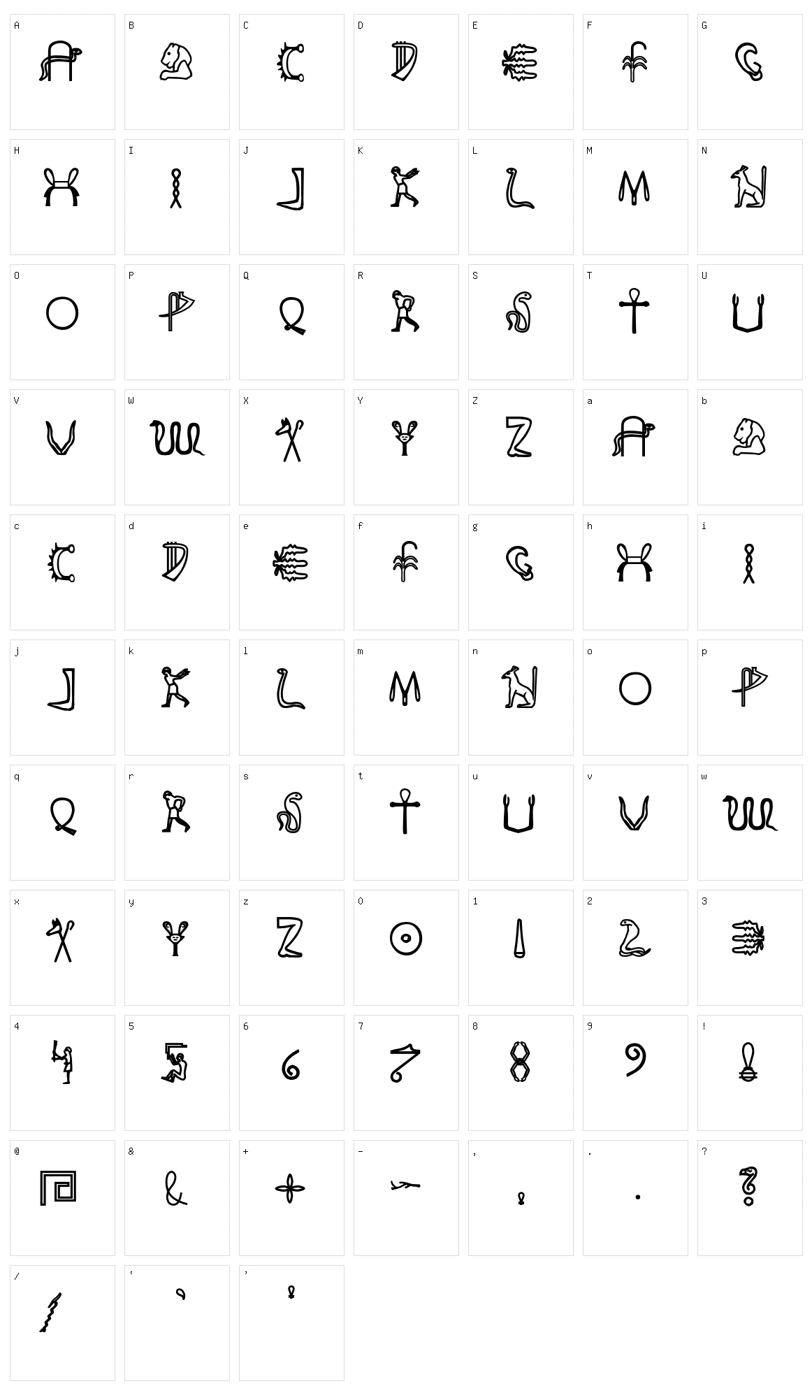 Fake Hieroglyphs Character Set