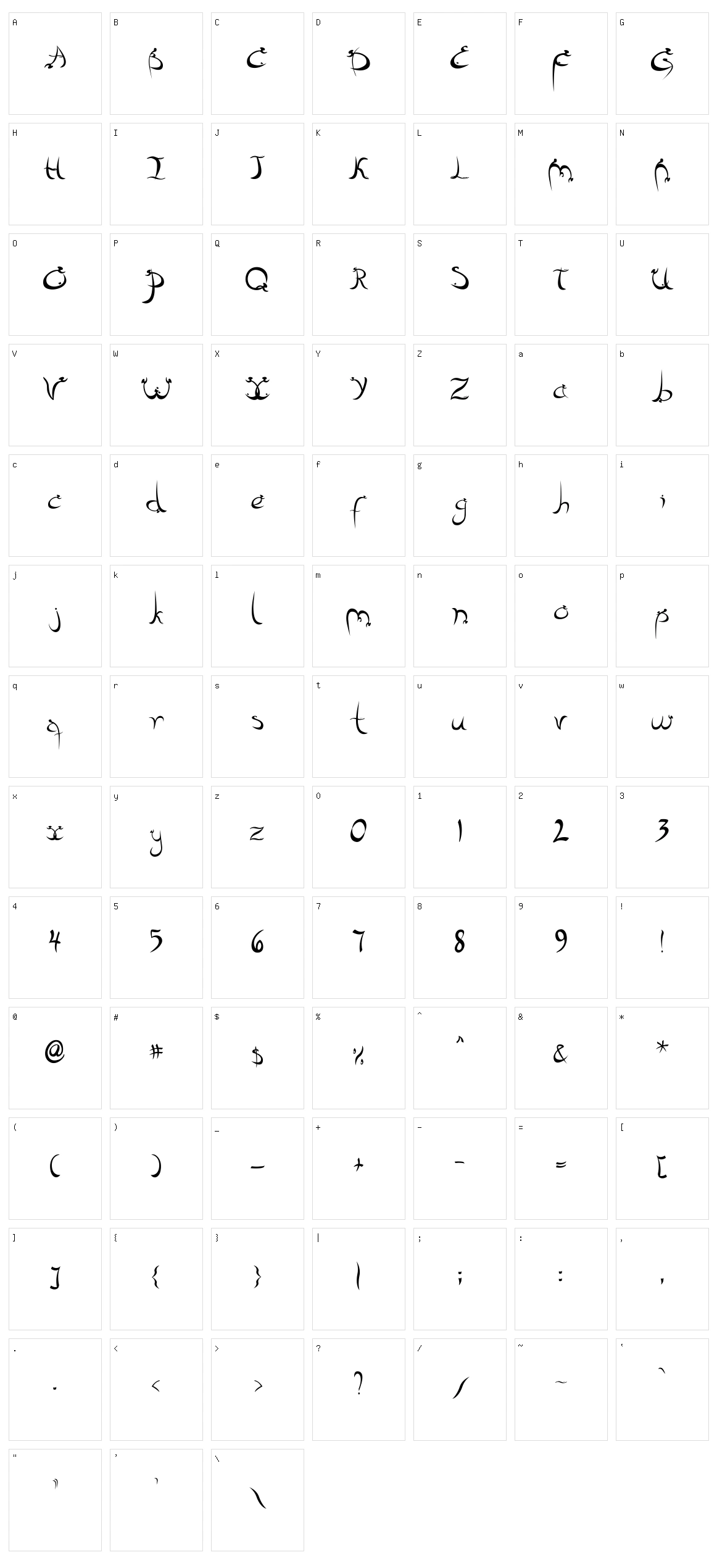 Farsi Inspired Character Set