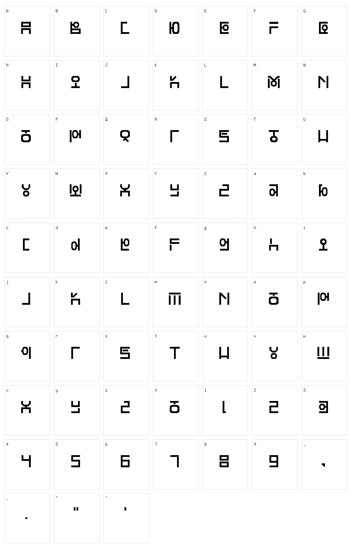 Hangeul Character Set