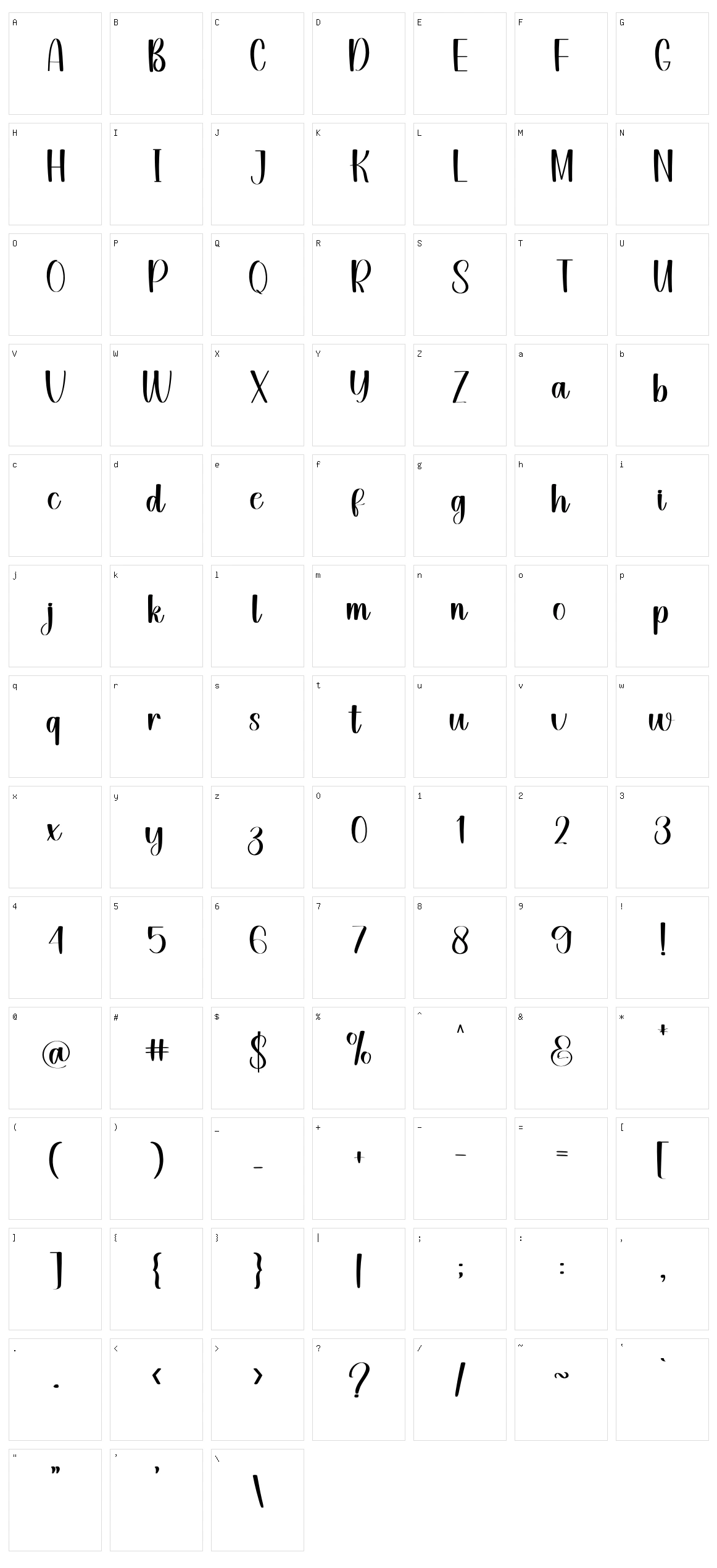 Slims Character Set