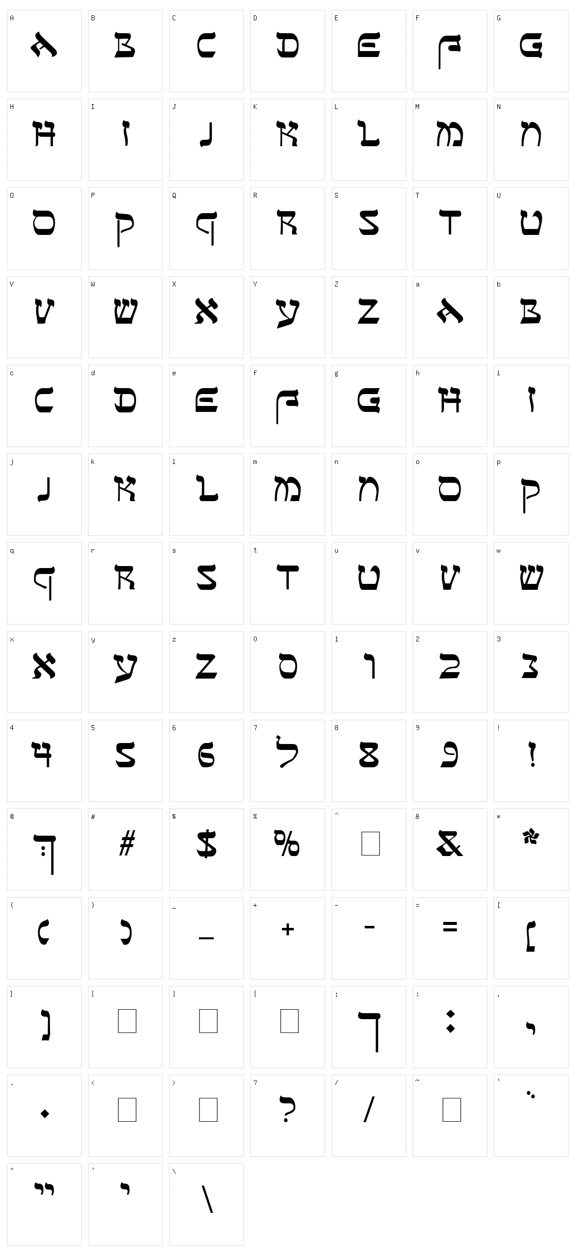 Sefer AH Character Set