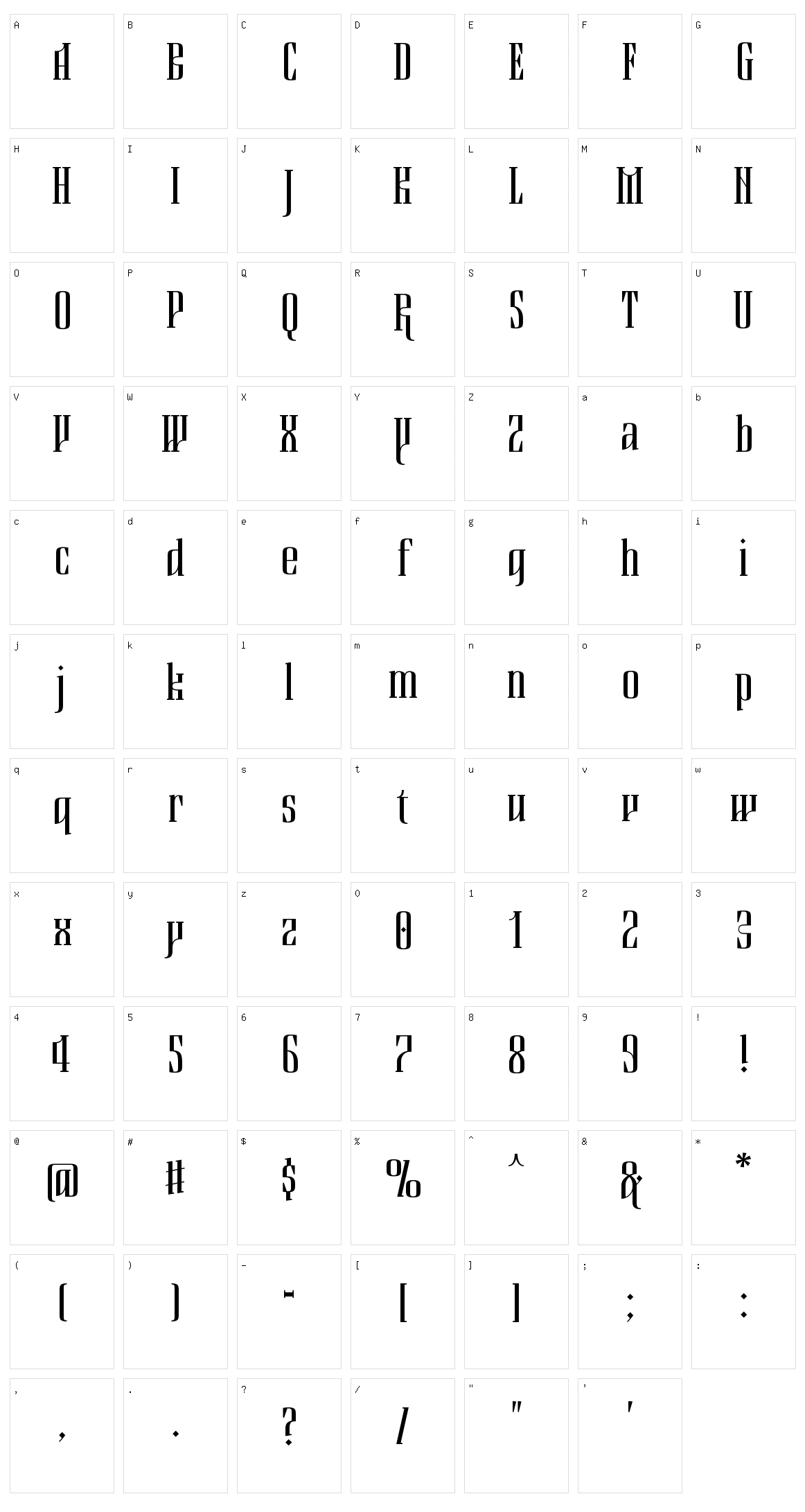 Bazilikin Character Set