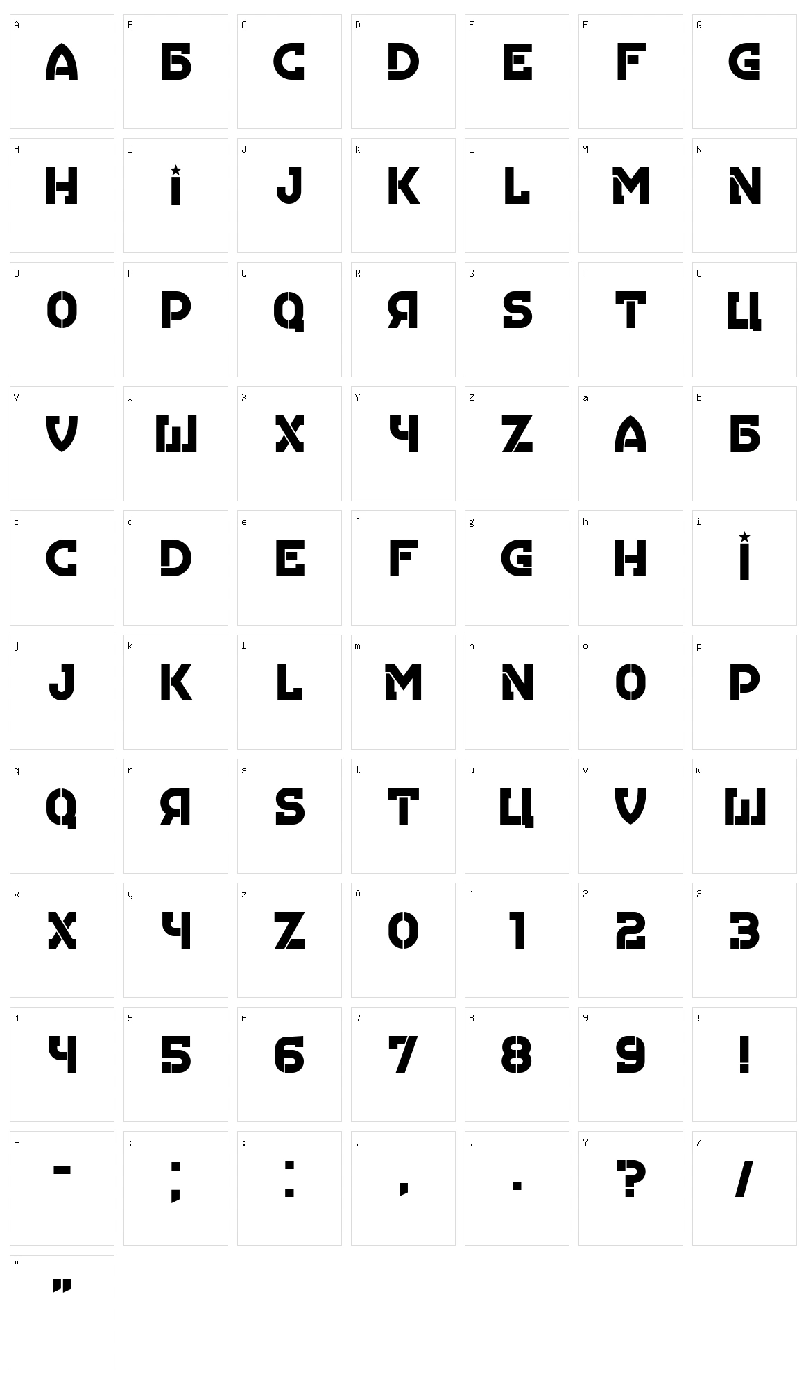 Hungaria Character Set