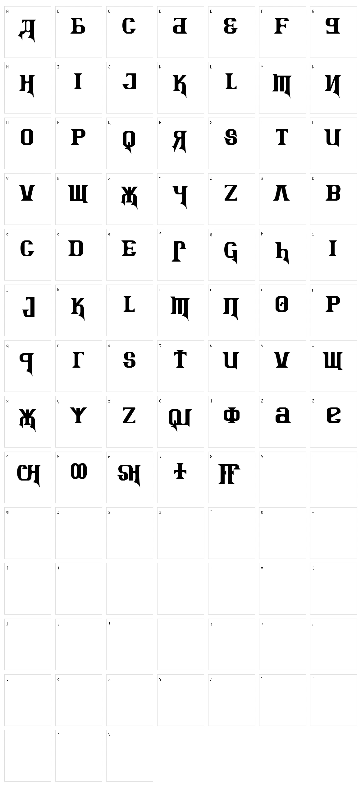 Kremlin Advisor Display Kaps Character Set