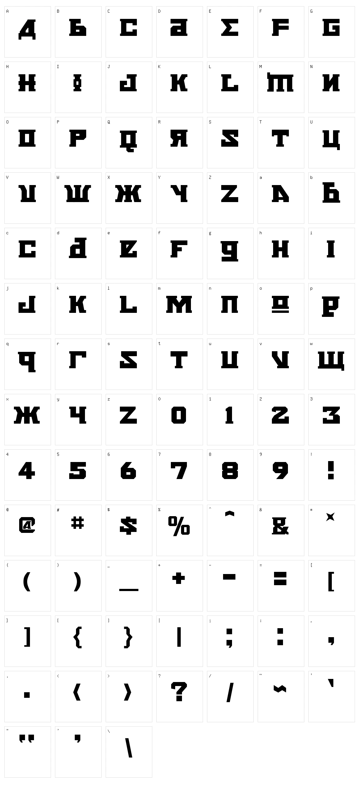 Kremlin Bolshevik Character Set