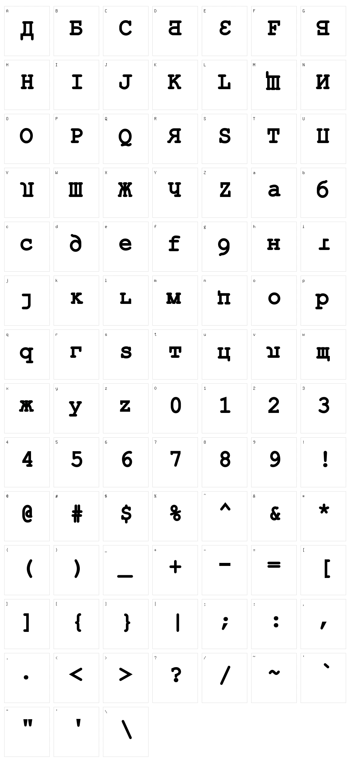 Kremlin Kourier II Character Set