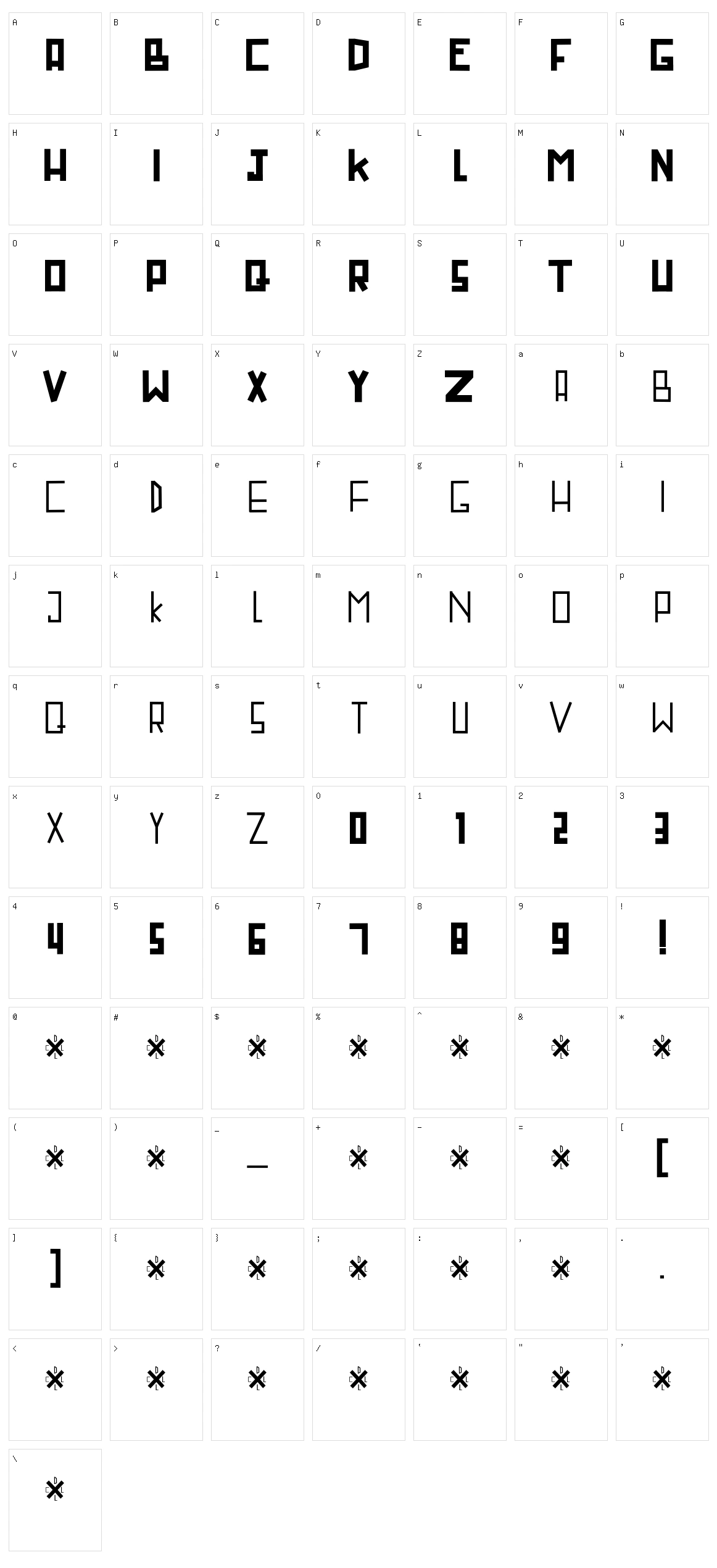 Minirus Character Set