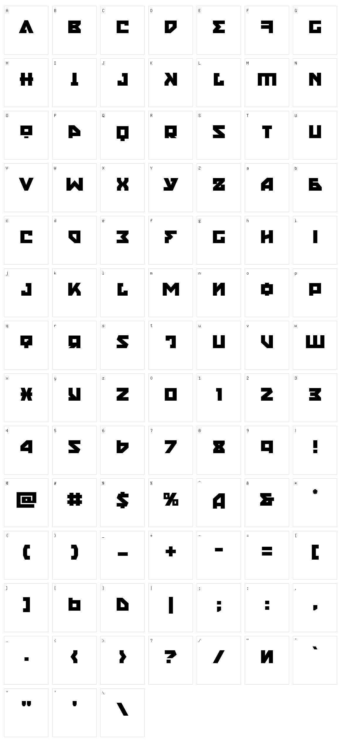 Nyet Character Set