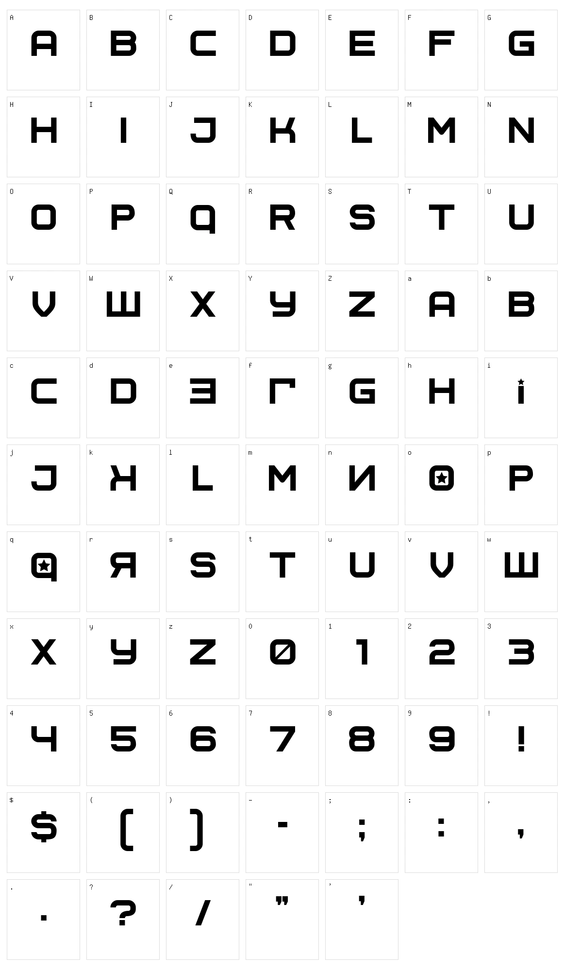 Soviet Program Character Set