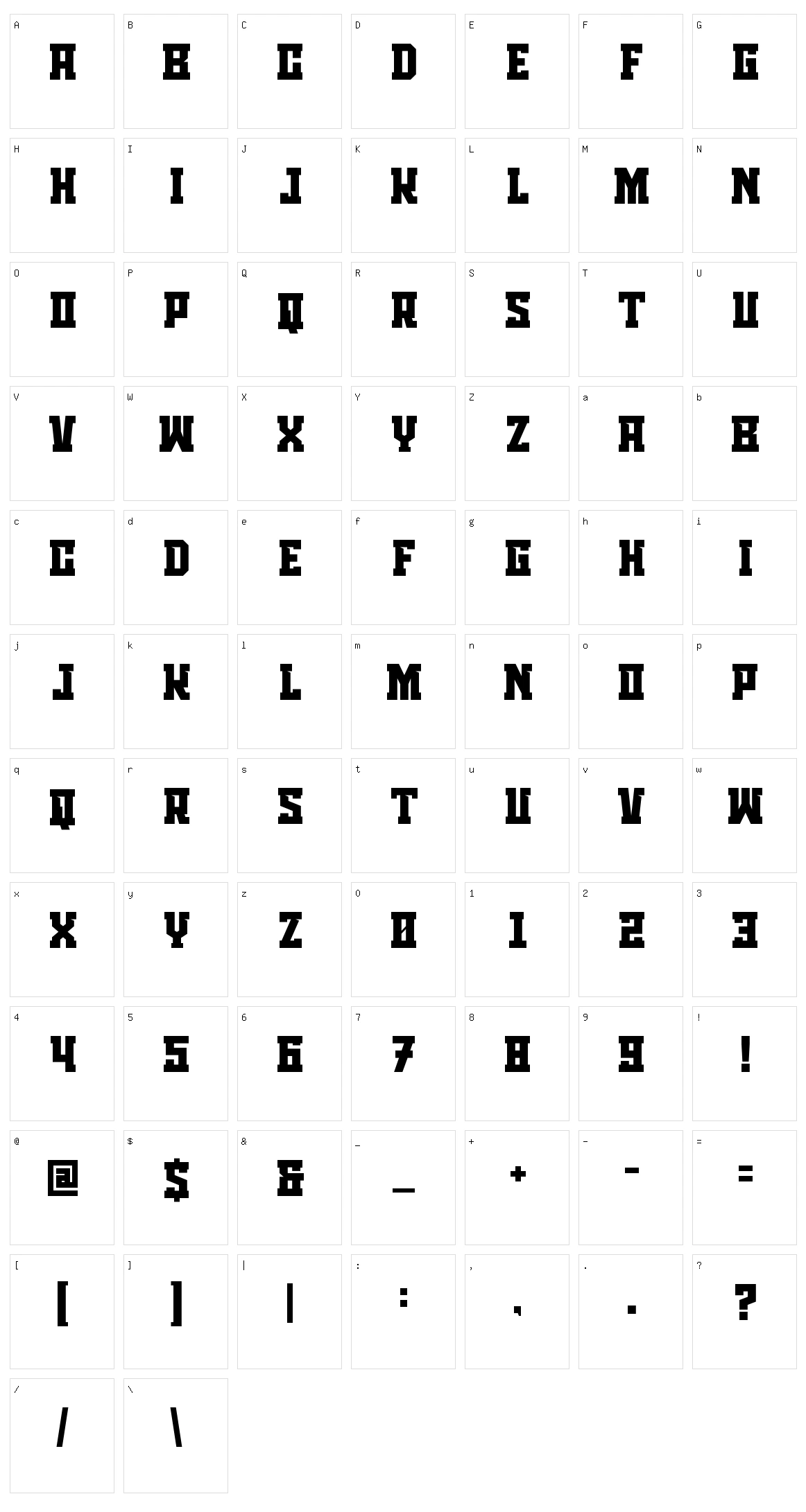 Trabash Character Set