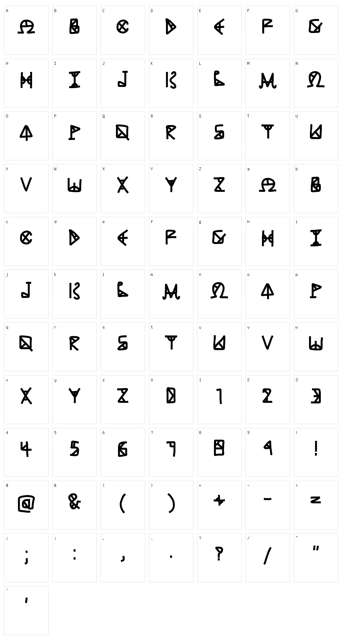 Ancient Grease Character Set