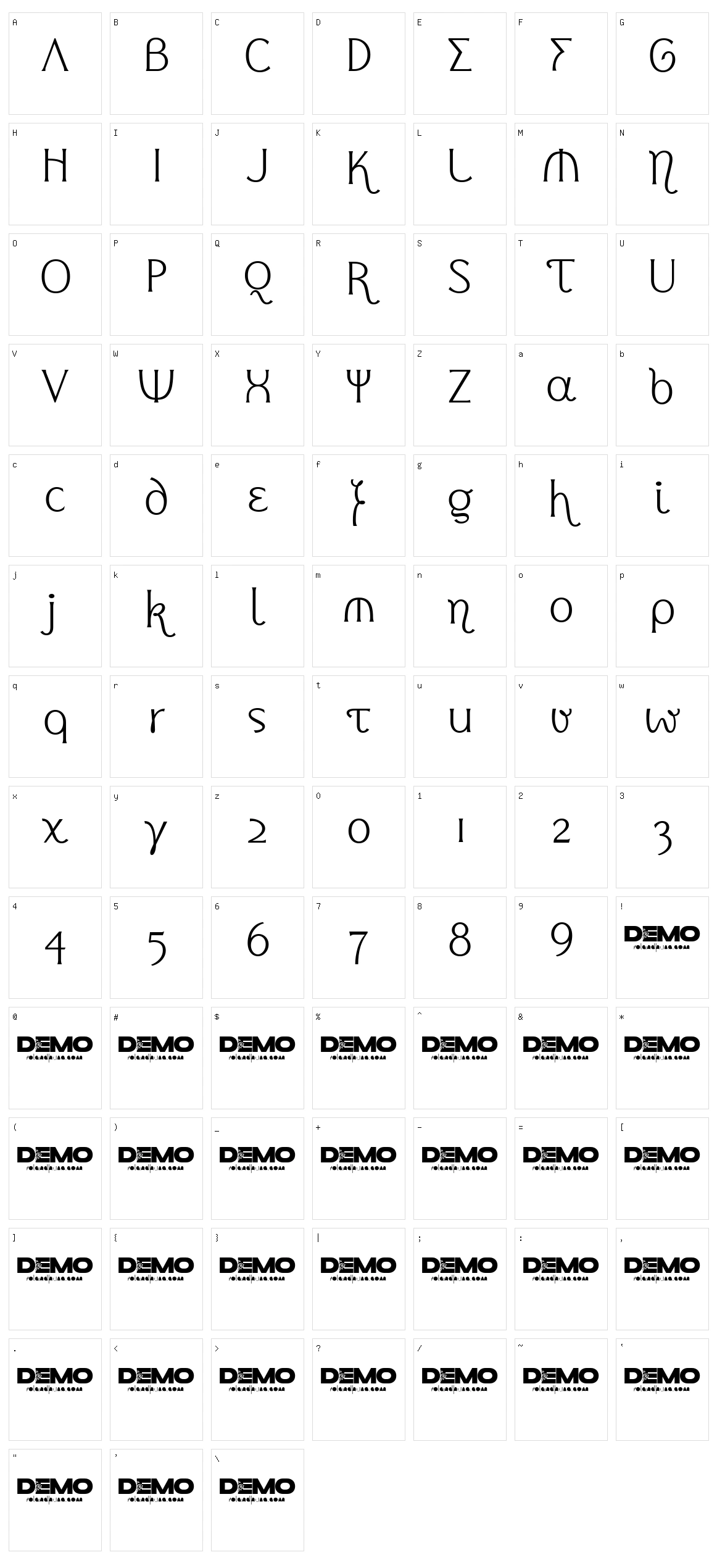Delugional Character Set